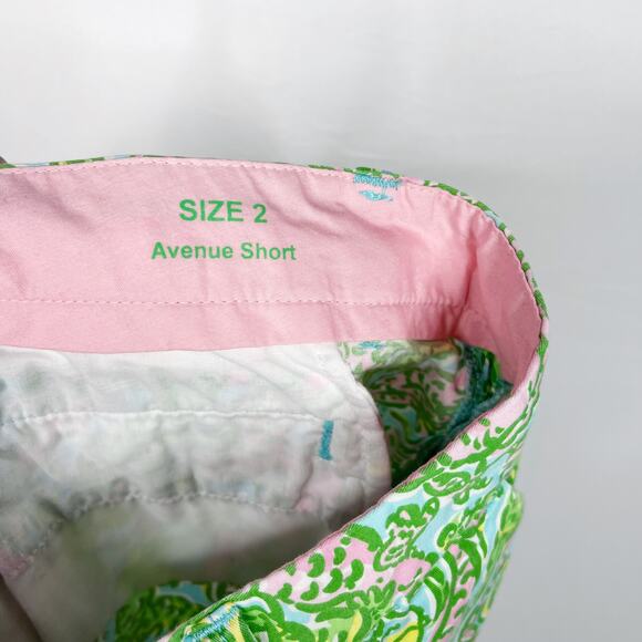 Lilly Pulitzer Size 2 Chomp Chomp Avenue Alligator Shorts Shorely Blue Green - Picture 7 of 11